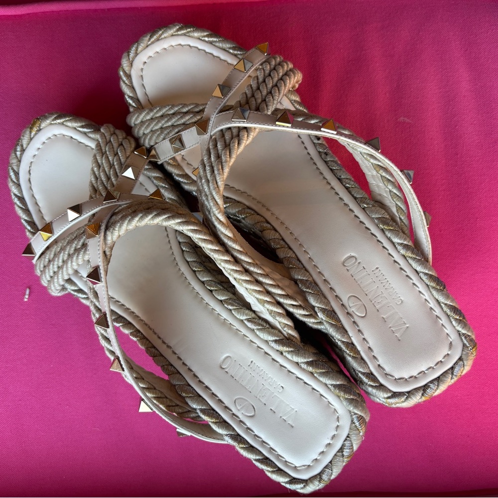 Valentino fairly used Cream Sandals with Elegant Design